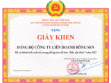 (06-10-2022) ĐẢNG BỘ CÔNG TY LIÊN DOANH BÔNG SEN CÓ THÀNH TÍCH XUẤT SẮC TRONG PHONG TRÀO THI ĐUA “DÂN VẬN KHÉO” NĂM 2022 ĐƯỢC BAN THƯỜNG VỤ ĐẢNG ỦY KHỐI TRAO TẶNG GIẤY KHEN